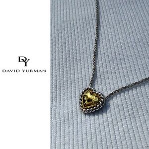 Cable cookie classic heart necklace in sterling sliver and 18k yellow gold
